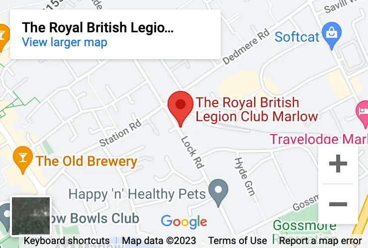 Google Map showing The Royal British Legion Club Marlow